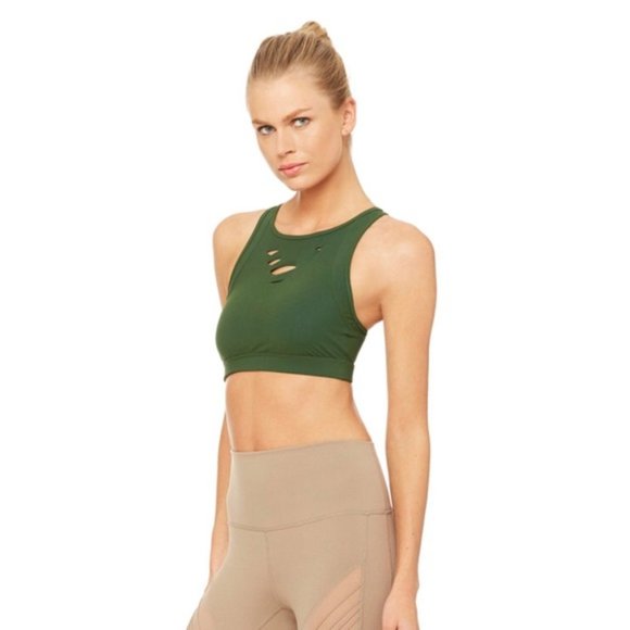 ALO Yoga Other - Alo Yoga Women's Ripped Warrior Bra Hunter Green S